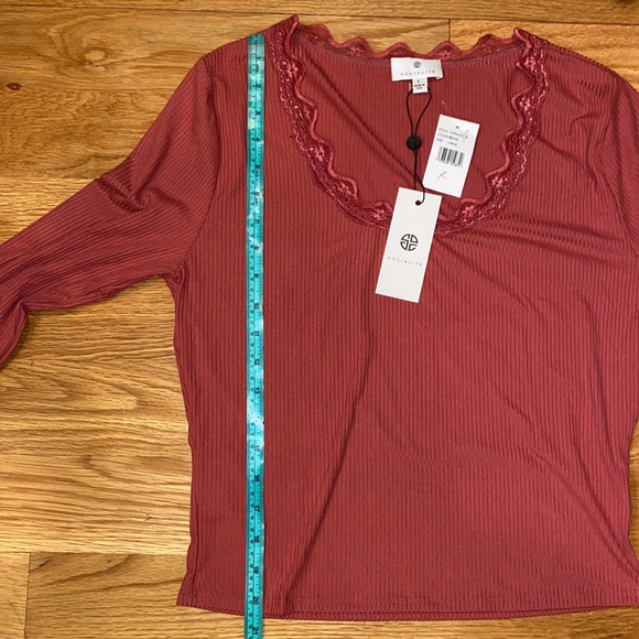 NWT Socialite Long Sleeve Scoop Neck Crop Top in Mauve - Picture 7 of 7